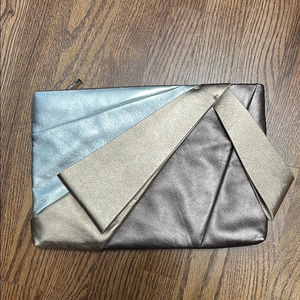Large Metallic Bow Clutch